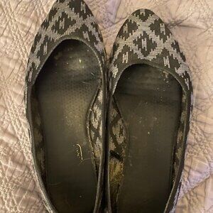 Black Ikat ballet flats